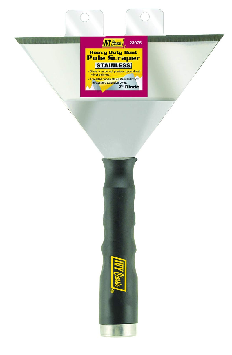 IVY Classic 23075 7" Heavy-Duty Bent Pole Scraper with Stainless Steel Blade, 1-Pack 7" BENT POLE SCRAPER