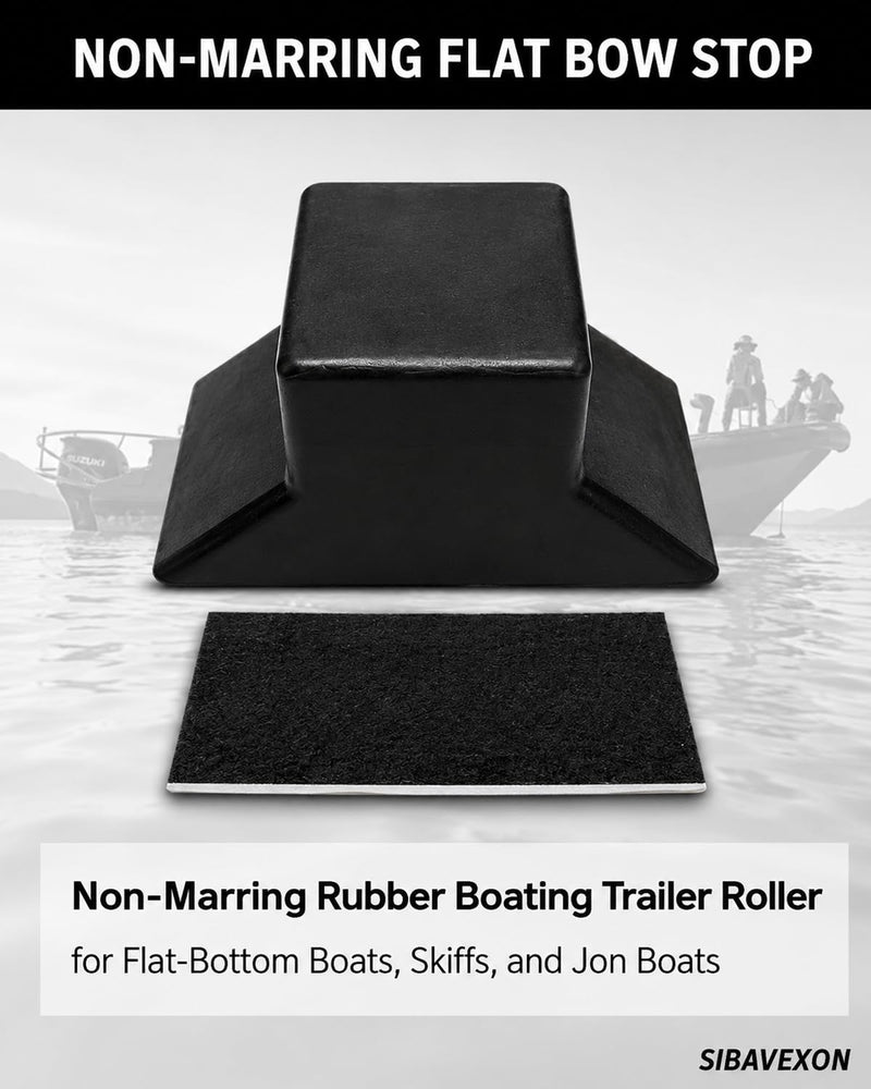 Non-Marring Flat Bow Stop for Boat Trailers, 5.5 in Span, 1/2 in Shaft | Includes protective felt pad; EPDM rubber bow stop for flat-bottom boats, skiffs, jon boats and boat trailer bow support