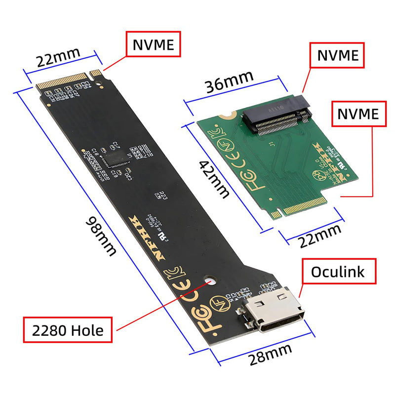 2280 PCI-E 5.0 4.0 M.2 M-Key NVME to Oculink SFF-8612 SFF-8611 & SSD Host Adapter with for NUC15 Pro Mini PC Computer Slim Type NUC15CRK Slim Type NUC15CRK Kit