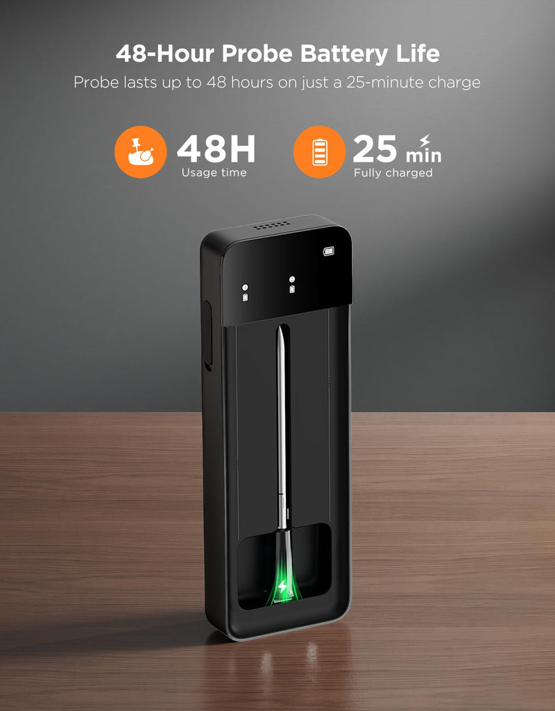  [AUSTRALIA] - GoveeLife Bluetooth Wireless Meat Thermometer with Digital Standalone LCD Base, WiFi Unlimited Range, ±1.8℉ Accuracy, Food Grade Internal Ambient Sensor Probes for Kitchen, BBQ, Grill, Oven, Smoker 1 Probe