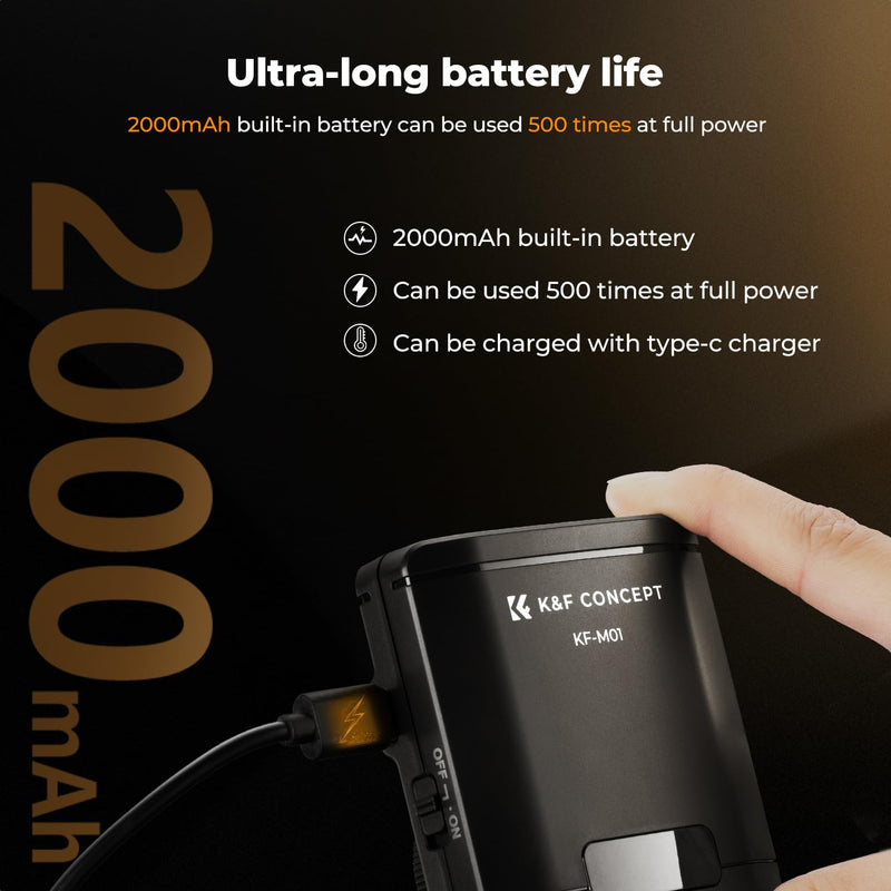 K&F CONCEPT Camera Flash Light, 2000mAh, with Single Contact Hot Shoe | Camera Speedlite, Compatible with Canon/Fujifilm/Olympus and Other DSLR Digital Cameras, KFM01