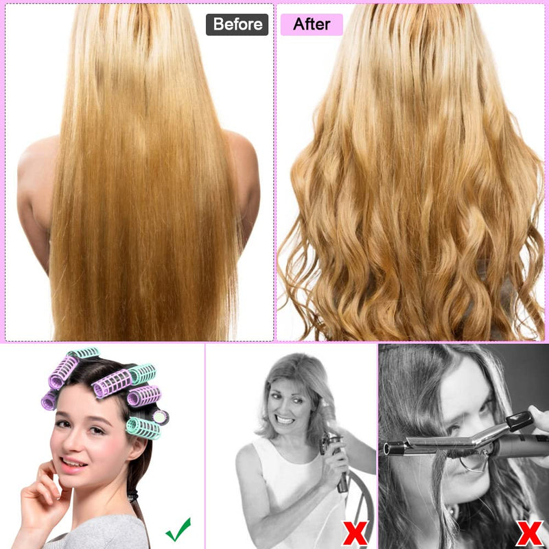 30 PCS Plastic Hair Rollers Curlers 5 Size Snap on Rollers No Heat Self Grip Hair Rollers for Short Long Hair, DIY Salon Hairdressing Curlers with 5 Duckbill Clips for Barber Hair Dressing