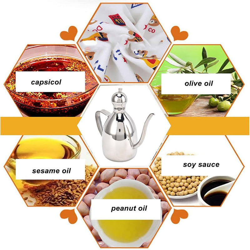 Stainless Steel Oil Pot, Stainless Steel Oil Can Portable High Water Tightness Stainless Steel Oil Can for Kitchen(1L)
