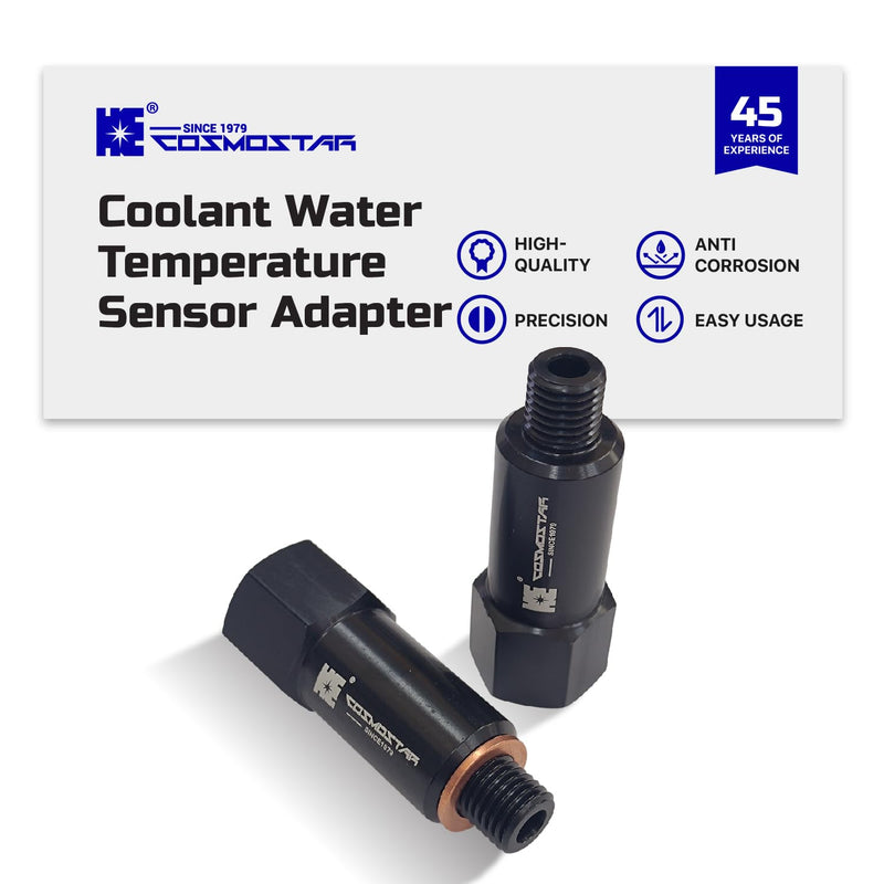 Cosmostar Coolant Water Temperature Sensor Adapter – M12-1.5 Male to 3/8" NPT Female, 1.7" Extended Length, Aluminum Alloy, Compatible with GM LS Engines LSX LS1 LS3 LS2 LM4 LM7 L76 LQ9 LR4 LS6 L92