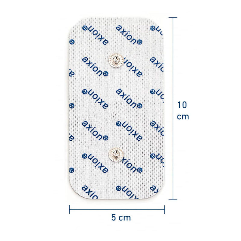 axion Set of 20 TENS Unit Electrode Pads - 4x2" - Compatible with Compex Muscle Stimulators and TENS Devices with 3.75mm Snap Button