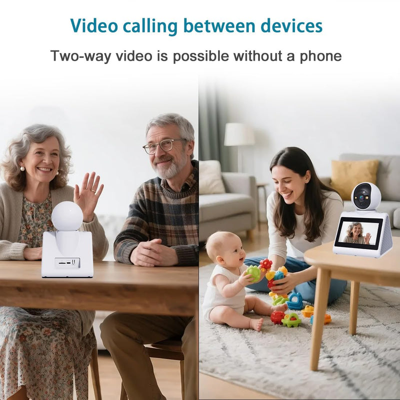 Two Way Video Camera,Indoor Home Security Cameras Baby Monitor Pet Dog Camera with Phone App,Motion for Elderly/Nanny/Pet/Dog/Baby,Audio Calling Device Pan Til,Motion Detection Button Dialing