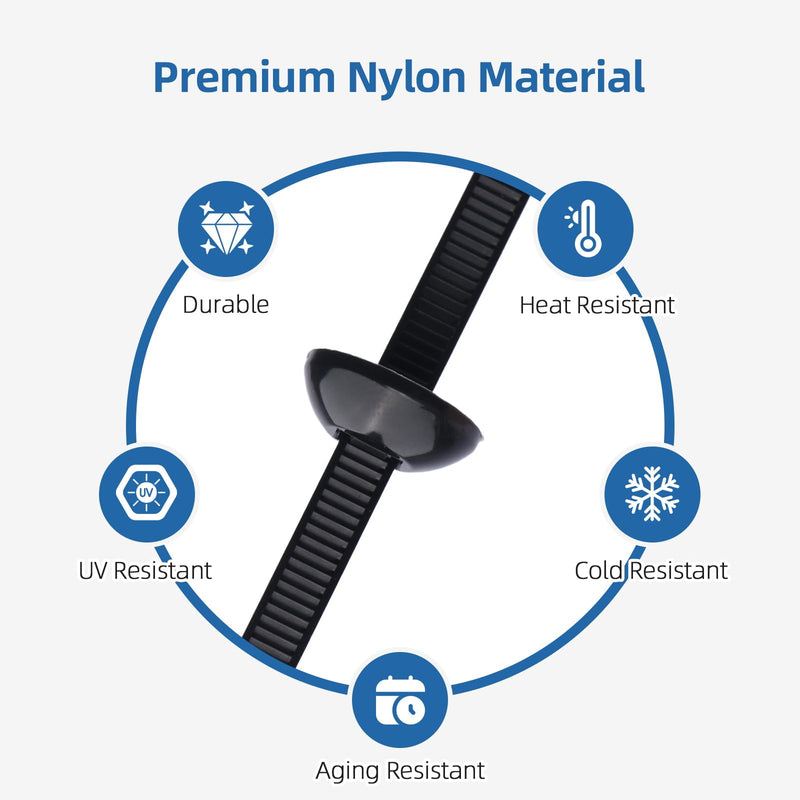 100 Pcs Nylon Universal Cable Tie Buckle for Car - Self-Locking and Easy Install Zipper Clips with Pin & Button Design - UV-Resistant Zip Tie for Quick and Effortless Car Daily Repair 100