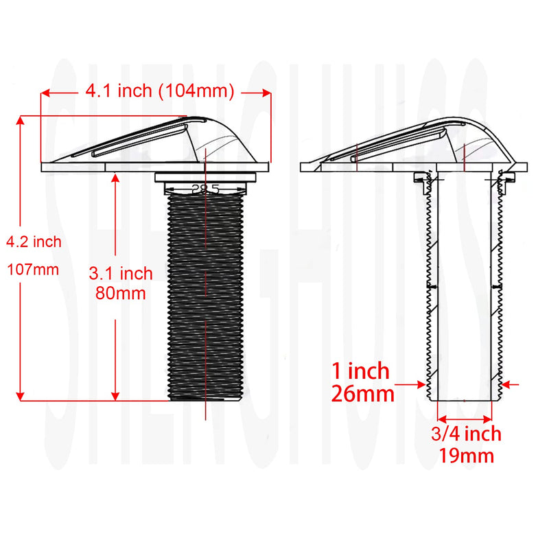 SHENGHUISS 316 Stainless Steel Boat Intake Strainer Threaded Thru-Hull Water Pick-up Inlet Filter Scoop with Rubber Washer Gaskets(1-1/4" & 3/4") 3/4"