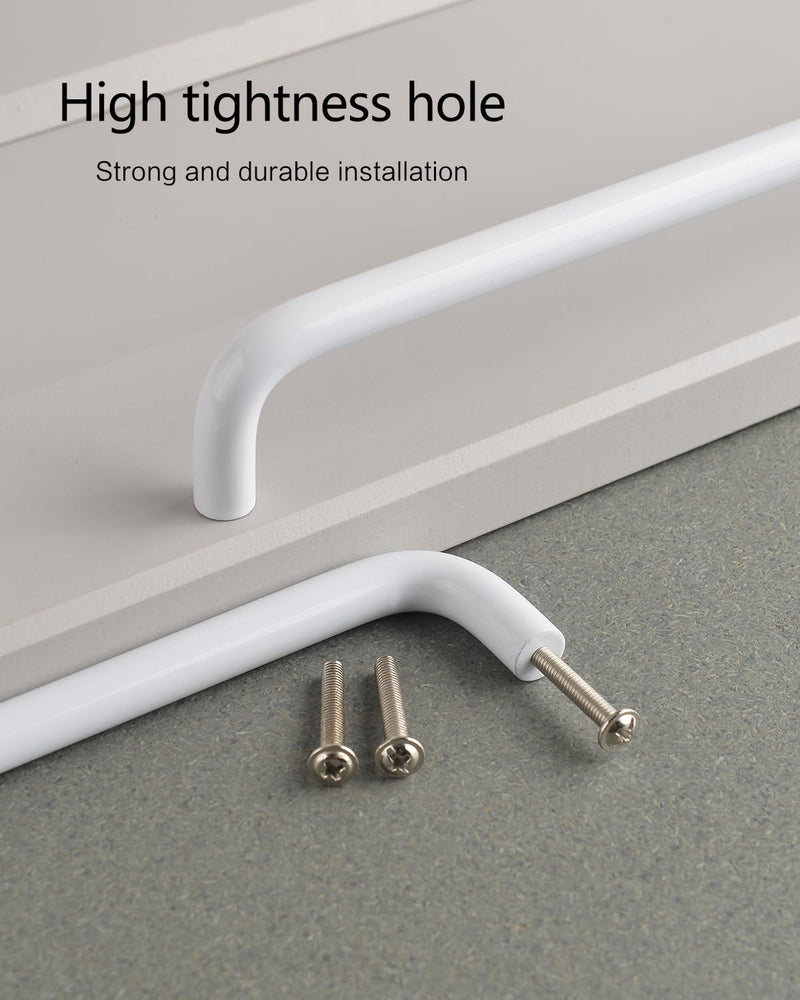 5 Pack White Kitchen Cabinet Handles 12.6 Inch Hole Center Long Handle Wardrobe Pulls Drawer Bathroom Cabinet Handles Bedroom Closet Door Pulls (5, Bright White, 12.6 Inch(320mm)) 12.6 Inch(320mm) 5