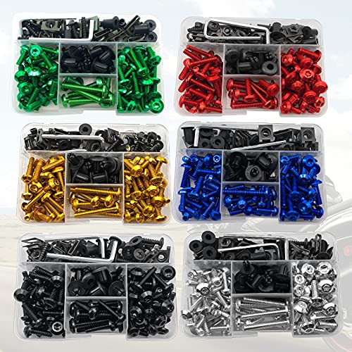 Upgraded 195PCS Motorcycle Fairing Bolt Kit Screws Fasteners Clips for CBR 600RR 1000RR CBR600 F3 F4 F4i Suzuki GSXR 600 750 1000 (Gold) gold