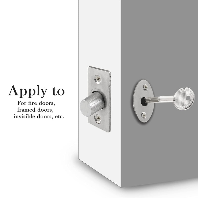 Stainless Steel Hidden Manager Tubewell Key Mortise Lock Hardware with Key and Screw for Door Length 3.14" / 80mm (Pack of 2) 3.14 inches (Pack of 2)