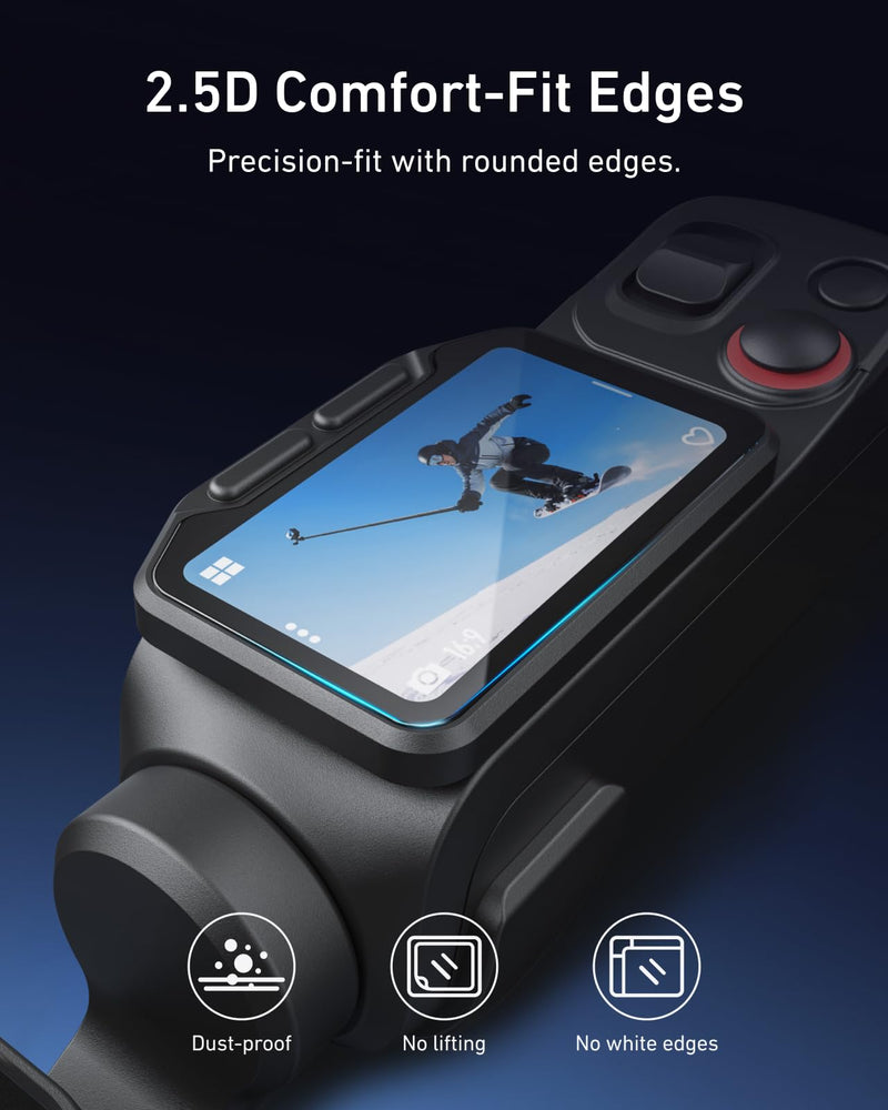 TELESIN Tempered Screen Protector for Insta360 Luna Ultra, 1 Lens+1 Screen | 9H Tempered Glass with 2.5D Curved Edge, Anti-Scratch & Bubble-Free HD Clarity, Insta 360 Luna Ultra Accessories