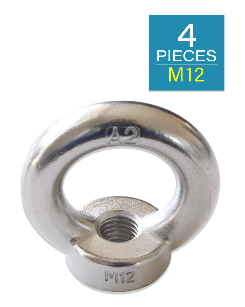 M12-1.75 Eye Nuts - IMScrews 304 Stainless Steel Eye Nuts - Resilient Hardware for Home Repairs and Professional Projects Pack of 4 M12-1.75