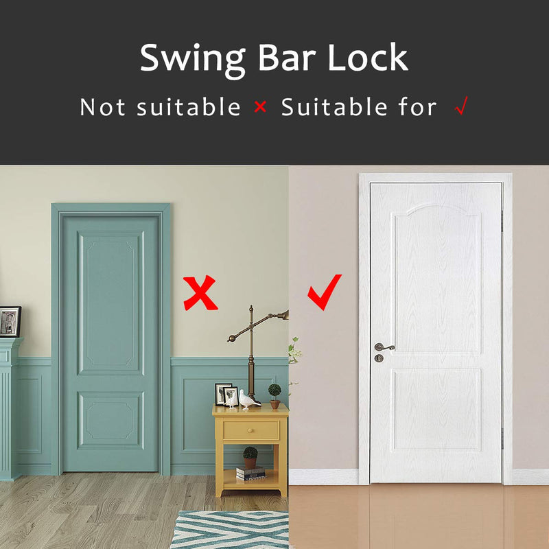Earl Diamond Door Lock Latch for Home Security - Swing Bar Door Guard for Front and Inside Door, Safety Childproof Reinforcement Door Stopper for Kids Home Hotel Apartment, Antique Bronze