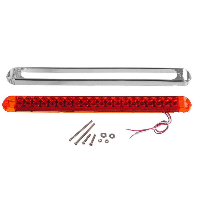 Partsam Waterproof 17" Inch High Power 40 LED Red Utility Trailer Truck RV Stop Tail Turn 3rd Brake Marker Identification Light Bar w/Chrome Bezel DOT Compliant (Pack of 2)