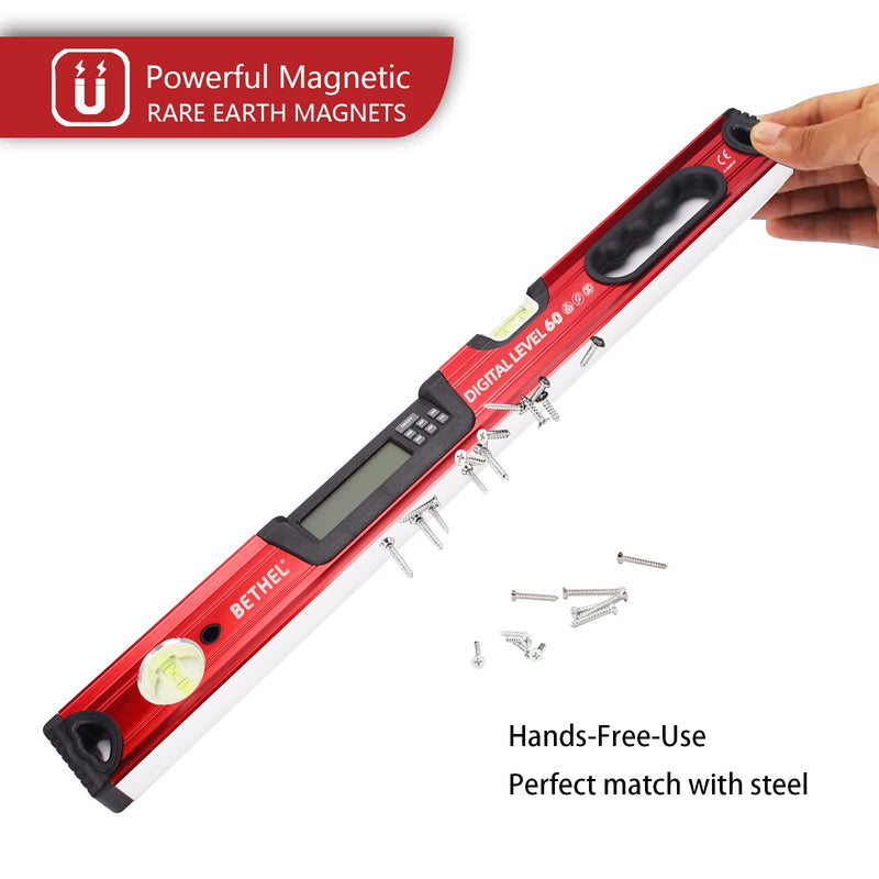 24 inch Digital Magnetic Level, Digital Smart Torpedo Level Tool ElectronicLevel Tool and Protractor - Master Precision - IP54 Dustproof and Waterproof with Carrying Bag LEVEL-D-19A