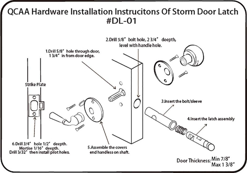 QCAA Solid Brass Storm Door Latch, Matte Black, Made in Taiwan, 1 Pack