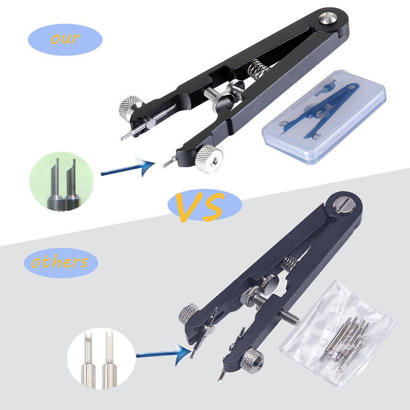 Watch Spring Bar Plier Tool, Spring Bar Tweezer, Watch Band pliers with Robust 8 Alloy Steel Pins, Watch Band Pins Replacement Tool Black
