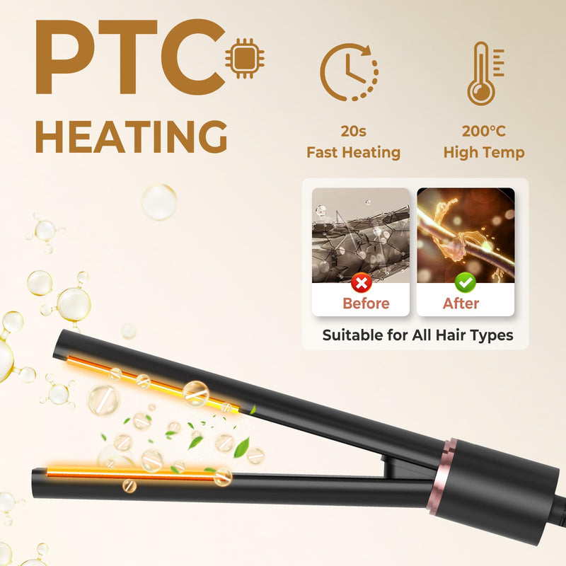  [AUSTRALIA] - Portable Mini Hair Straightener, 2 in 1 Compact Travel Straightener, Suitable for Short Hair, Fringes and Beards, Quick Heat up - 30s up to 200°C, Ceramic Plates, for Travel and Home Black