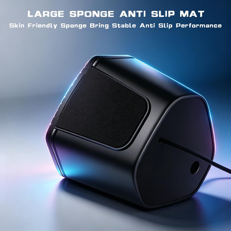 Computer Speakers, 7-Color RGB Lights, Headphone Jack, Enhanced Bass & Volume Control, USB Powered Gaming Speakers for Laptop, Monitor, PC, Tablet and Phone