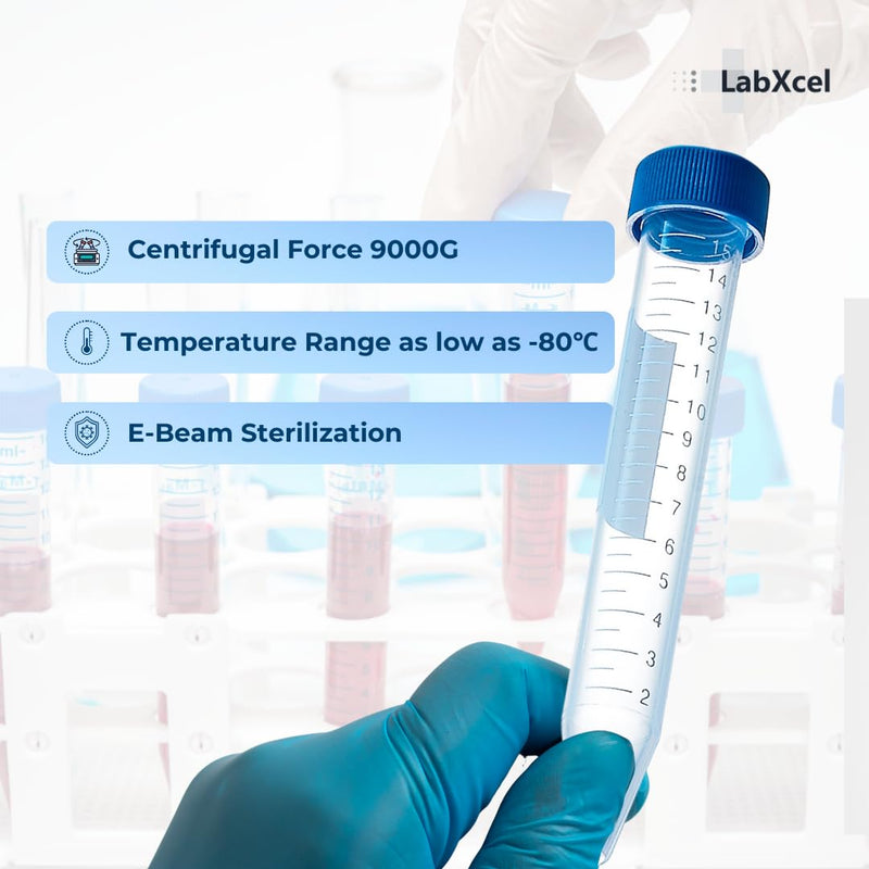 15ml Polypropylene Conical Centrifuge Tubes, [100 Pack] – Plastic Test Tubes with Caps, Printed Graduation, Blue Flat Screw Caps, High Speed Centrifugation, for Med and Lab Use [15ml, 100pcs] 15ml, 100pcs 100