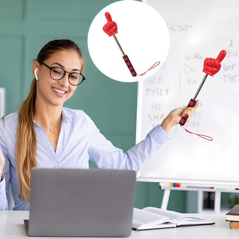 2pcs Extendable Finger Pointer Stick, Red, 11"-37", with Soft Grip Handle, Teacher Hand Pointer for Classroom,Teaching and Presentation, Telescoping Click Stick, Teacher Supplies