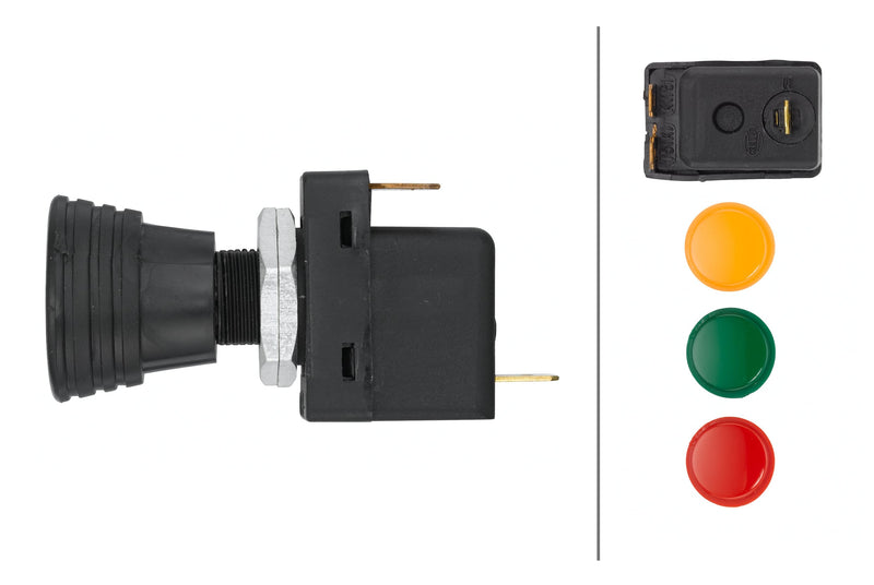 HELLA 004778001 Illuminated On/Off SPST Push/Pull Switch With 3 Interchangeable Lenses , black