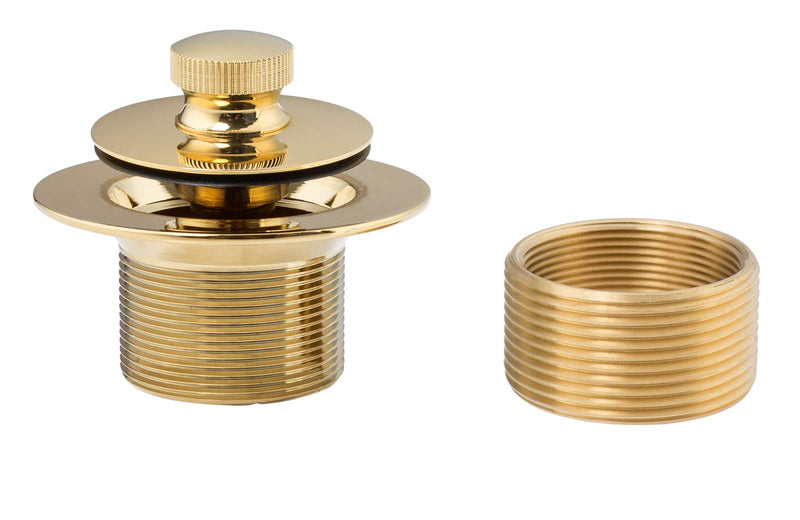 Artiwell Lift & Turn Tub Trim Set with Two-Hole Overflow Faceplate, All Brass Bathtub Conversion Kit Assembly with 2-Hole Overflow Face Plate and Universal Fine/Coarse Thread (Polished Brass) Polished Brass