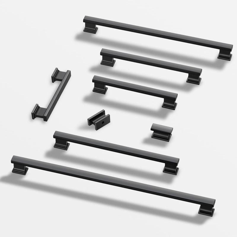 Lardmon 3 Pack 7.5 Inch(192mm) Hole Center Matte Black Kitchen Cabinet Handles Modern Cabinet Pulls Kitchen Cabinet Hardware Solid Drawer Pulls Handles for Dresser, Total Length 8.54 Inch 7.5 Inch Hole Center