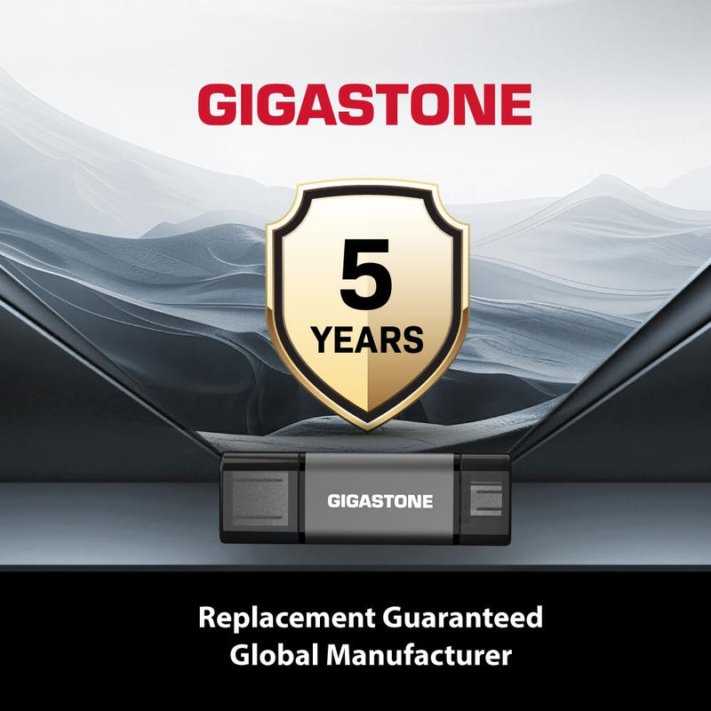 GIGASTONE 128GB Dual Flash Drive (2 Pack) Z40 USB 3.2 Gen 1, 2-in-1 Type-A & Type-C, 100MB/s Ultra Fast, Head Cap Design, Plug & Play for Smartphone/PC/Mac/TV/Car Audio, USB 2.0/3.0/3.1 Compatible Dual A+C 2-Pack