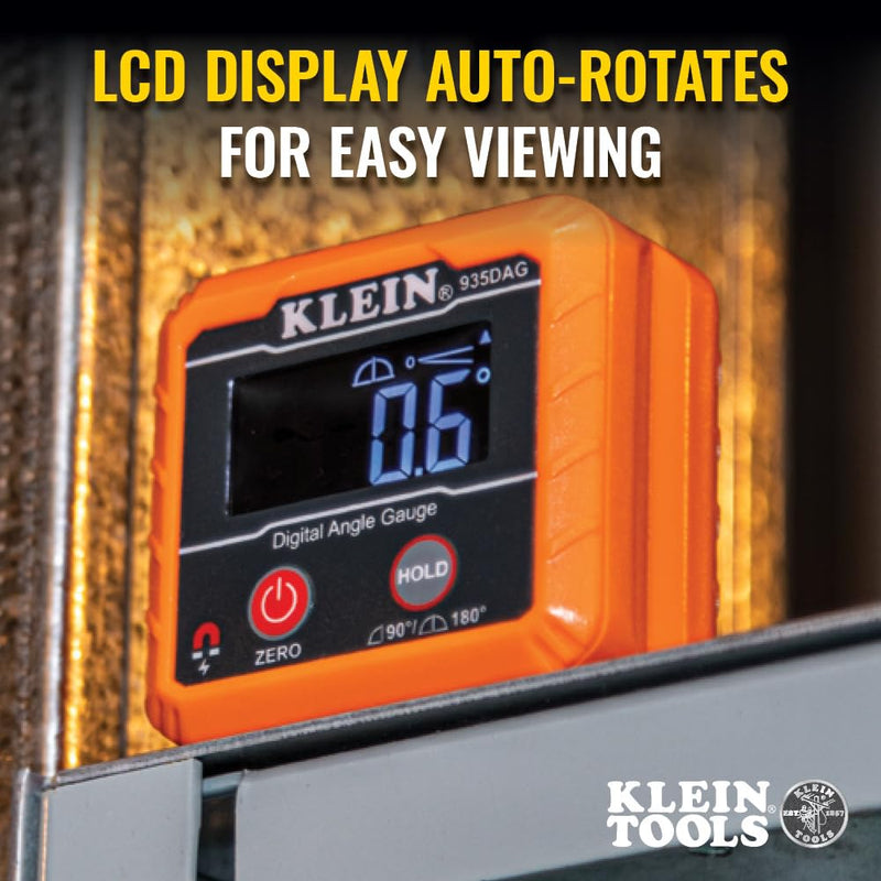 Klein Tools 935DAG Digital Electronic Level and Angle Gauge, Measures 0 - 90 and 0 - 180 Degree Ranges, Measures and Sets Angles Gauge / Level