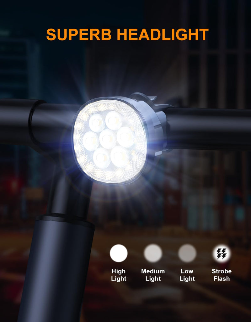Bike Lights, [8+12 Modes & USB Rechargeable] Ultra Bright LED Bike Lights for Night Riding Front and Back Flashlight, IP65 Waterproof Bicycle Headlight and Tail Light Set for Cycling