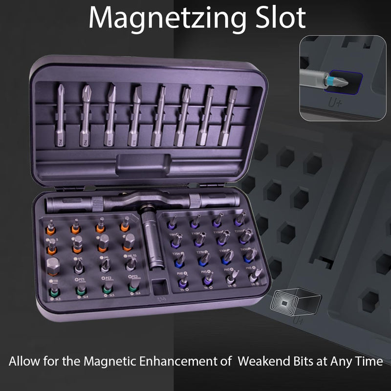 42 in 1 Magnetic DIY Ratchet Screwdriver Set,Multi Bit Screw Drive with Storage Case, Portable Compact Repair Tool Kit for Furniture, Bicycle,Watch,Computer, (42 in 1 Gray) 42 in 1 Gray