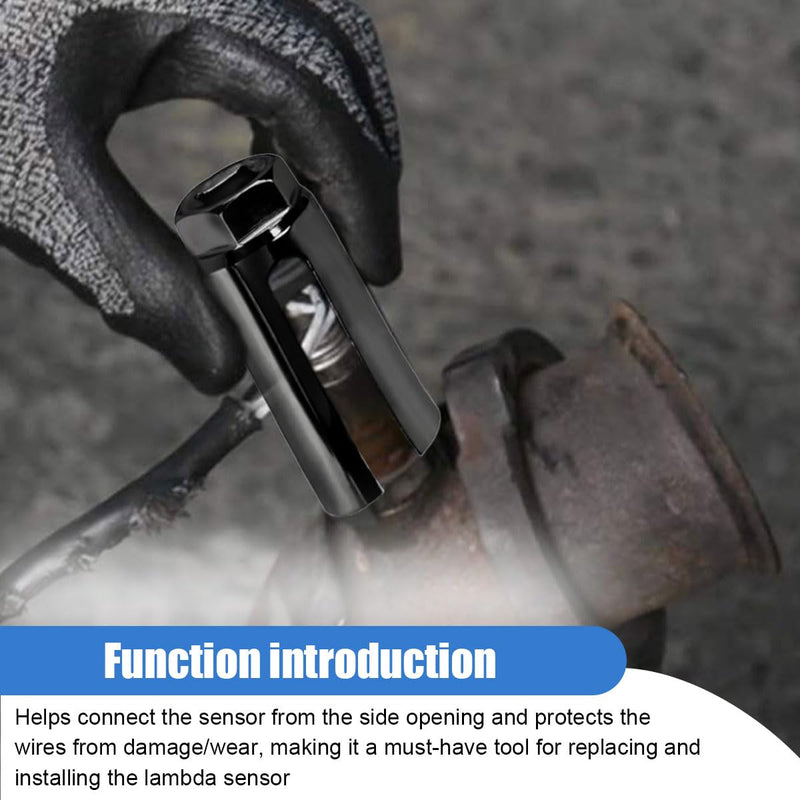 Car Oxygen Sensor Sleeve, 3/8 Inch Drive ×7/8 Inch (22mm), 6-Point O2 Sensor Adapter with Side Wire Cutout, Universal Vehicle O2 Sensor Repair Tool with 5/16" Opening （Small Small