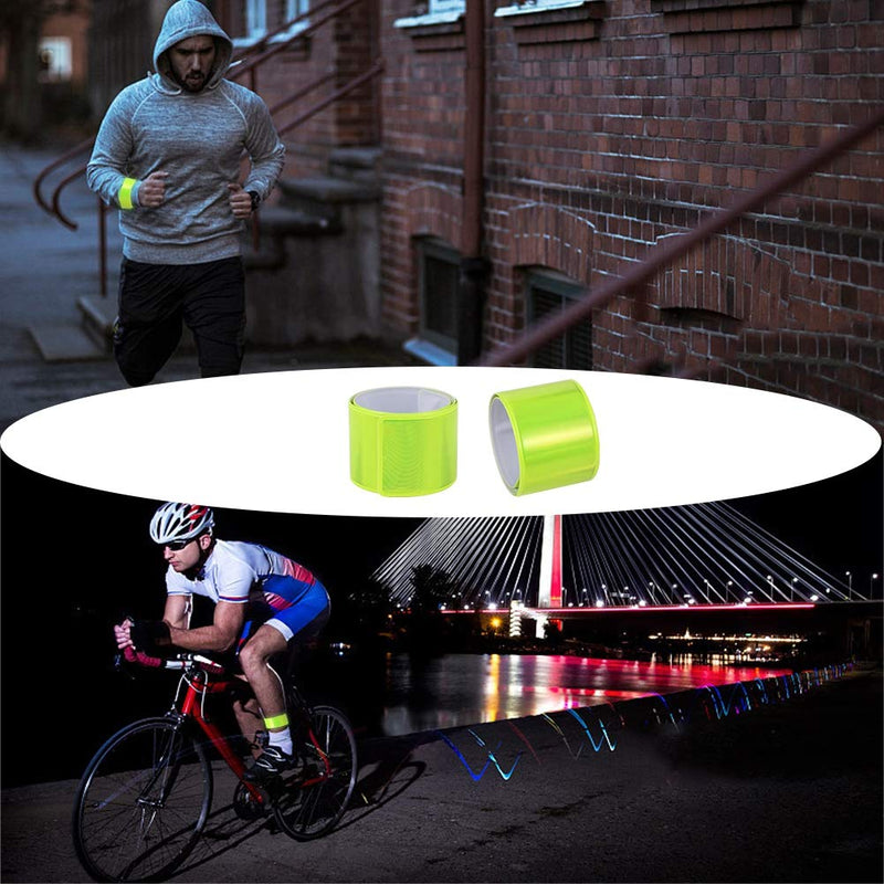 20 Pcs Reflector Snap Bands Fluorescent Slap Armbands High Visibility Slap Reflector Strips Safety Bands for Children Adults Boys and Girls When Cycling Running Hiking Jogging Green