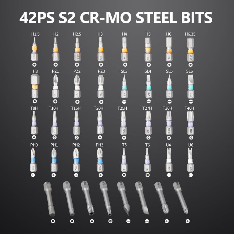 42 in 1 Magnetic Screwdriver Set Magnetic Ratchet Screwdriver Suitable for Furniture Assembly Precision Electrical Appliance Repair & Bicycle Tools 42