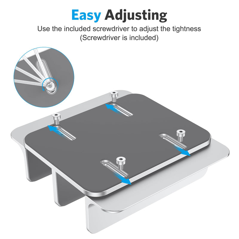 OMOTON Vertical Laptop Stand [Updated Double Version], Desktop Aluminum Mac Book Stand with Adjustable Dock Size, Fits All Mac Book, Surface, Chrome Book and Gaming Laptops (Up to 17.3 inch) (Silver) Silver