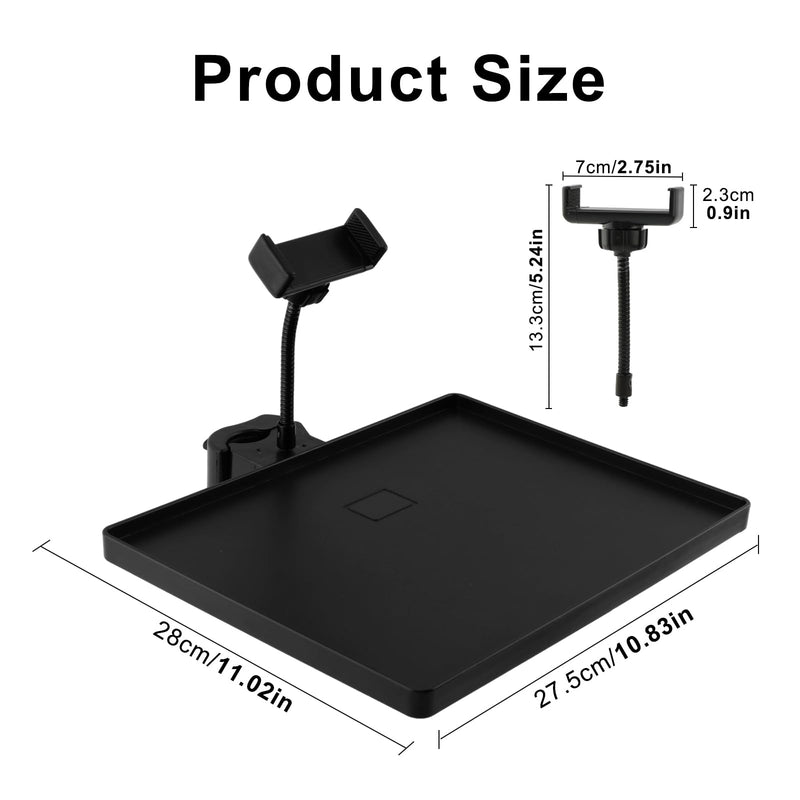 Mic Stands Tray with Phone Holder, 11" x 10.8" Large Microphone Stand Trays Shelf, Adjustable Non Slip Music Stand Accessory for Music Stand Live Streaming Karaoke, Fit 2.2-5.5 lb Mic Stands Tray with Phone Holder