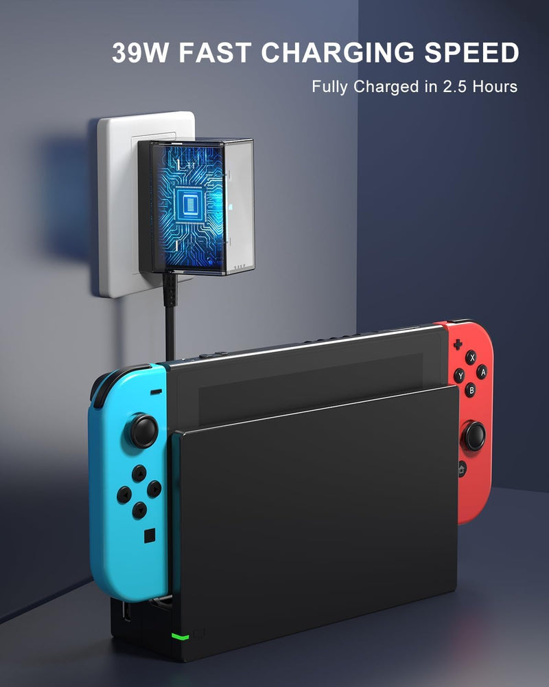 Dock Station for Switch/Switch OLED, Replacement 3-in-1 TV Dock Set with Original IC Module, AC Charger & High-Speed HDMI Cable for 1080P HD Output & Console Charging（Not Compatible with Switch 2）