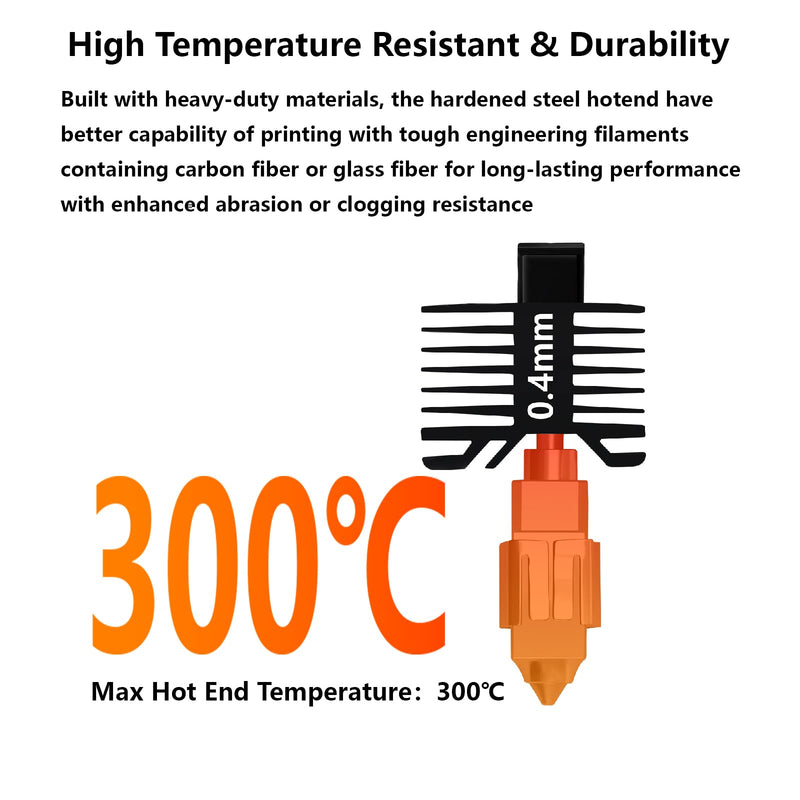 0.4mm X1 X1C Hotend Complete Kit, Full Assembly Hot End Print Head with Ceramic Heater, Thermistor, Cooling Fan, 0.4mm Hardened Steel Nozzle, Hotend Replacement for Bambu Lab X1/X1C 3D Printer X1 Series