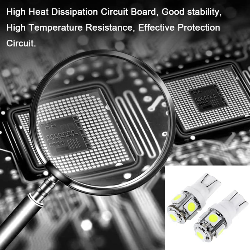 cciyu (10) T10 5-5050-SMD PC194 LED Bulb Instrument Panel Cluster Dash Light Twist Lock Socket (white) white