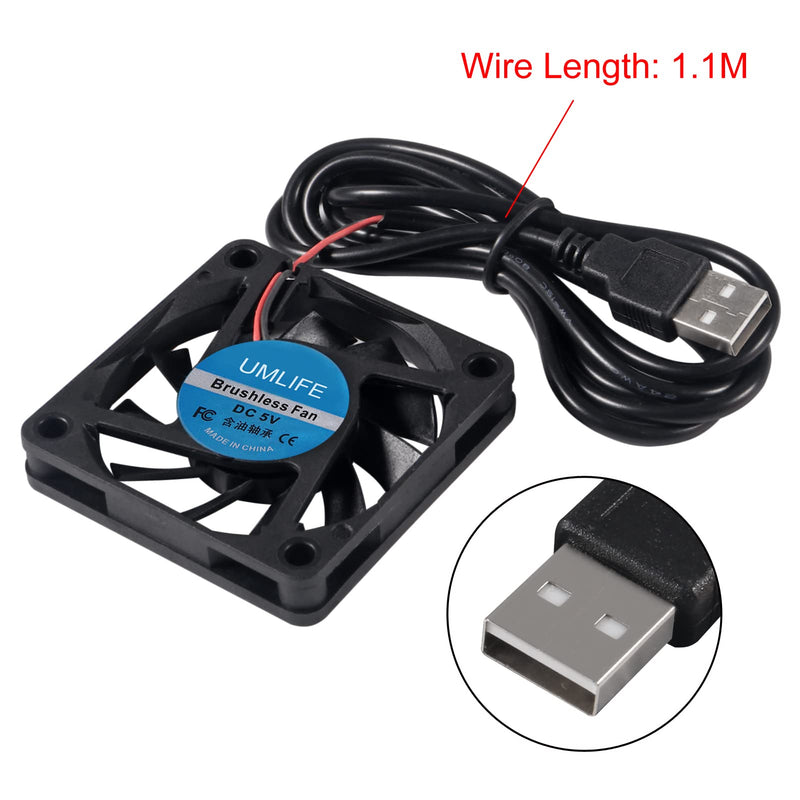 UMLIFE 60mm Fan, 4-Pack 5Volt 0.18A USB 60x60x10mm 6010 Brushless DC Computer CPU Heat Sink Cooling Cooler Fan 60mm x 10mm 6010 5V USB