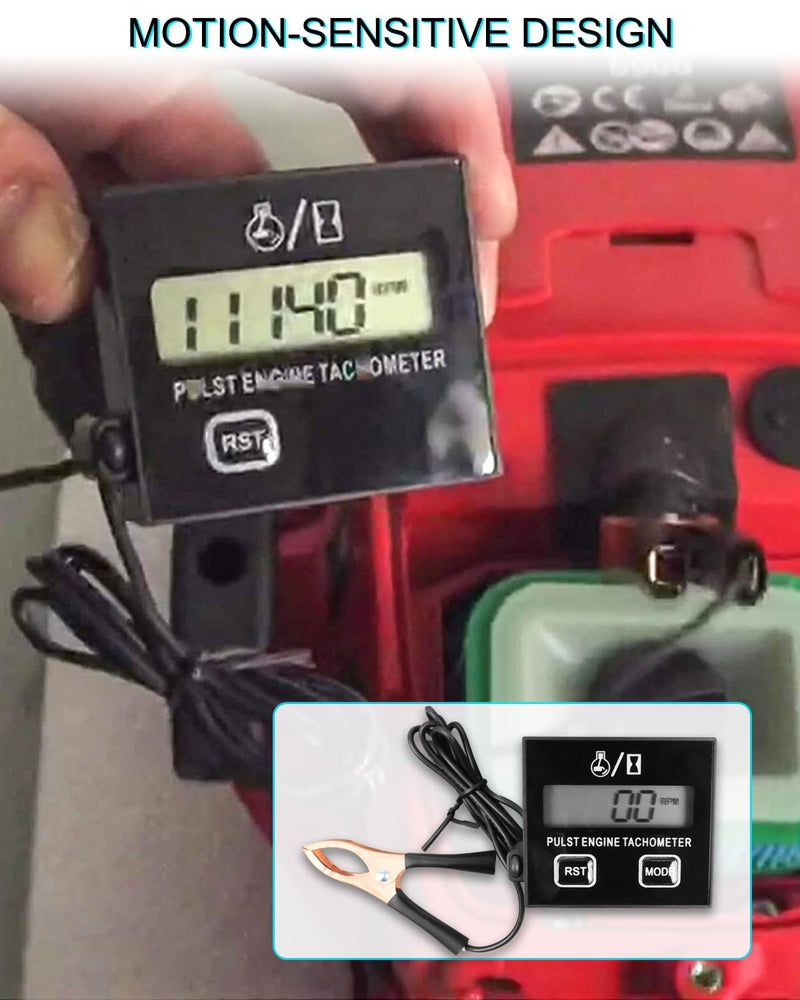 Small Engine Digital Inductive RPM Tachometer Tool Fit for Chainsaw Cropper Generator Lawn Mower RV ATV Dirt Bike Motocross Boat Tractor