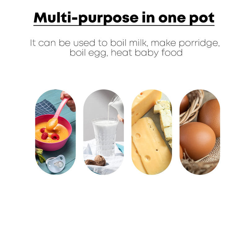 0.6qt Mini Enamel Milk Pot Insulated Wooden Handle 2 Pour Spouts Small Food Warmer Cute Saucepan(D015,White) White