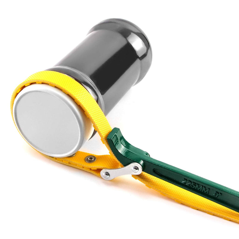QWORK 9" Belt Strap Wrench, Multi-Purpose Adjustable Strap Oil Filter Strap Opener Wrench with 19 11/16" Capacity Adjustable Strap 9.0"