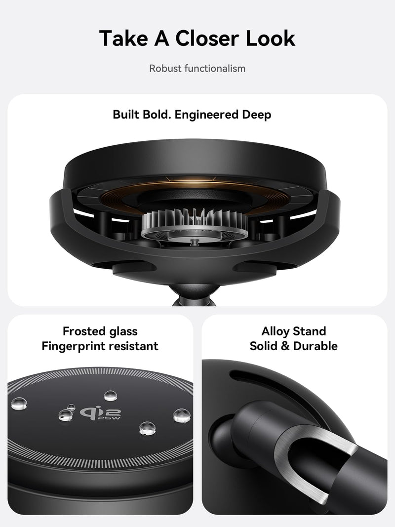 Magnetic Charging Stand Qi2 25W Fast Charging with Cooling Fan | 35W USB-C adapter and 5ft cable included.LED light,For iPhone 17-12 Series&Galaxy S26-S25, ideal for home,office,bedside use With 35W Adapter&Cable
