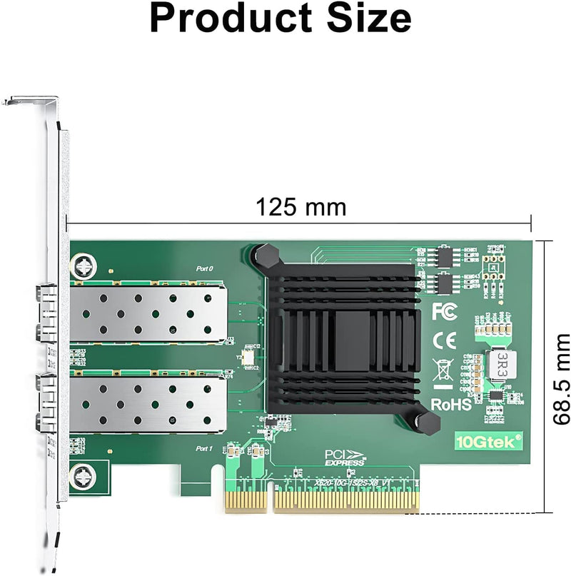 1 Pack of 10Gb PCI-E NIC Network Card and 1 Pack of 1 Meter(3.3ft) SFP+ DAC Twinax Cable, Passive, Compatible with Mikrotik S+DA0001,