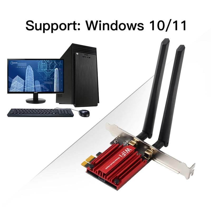 AX200 WiFi 6 PCIe WiFi Card (PCE-AX3000) - 3000Mbps Dual-Band Wireless Adapter with Bluetooth 5.2, MU-MIMO, OFDMA Compatible with Windows 10/11, Desktop Gaming & High-Speed Networking