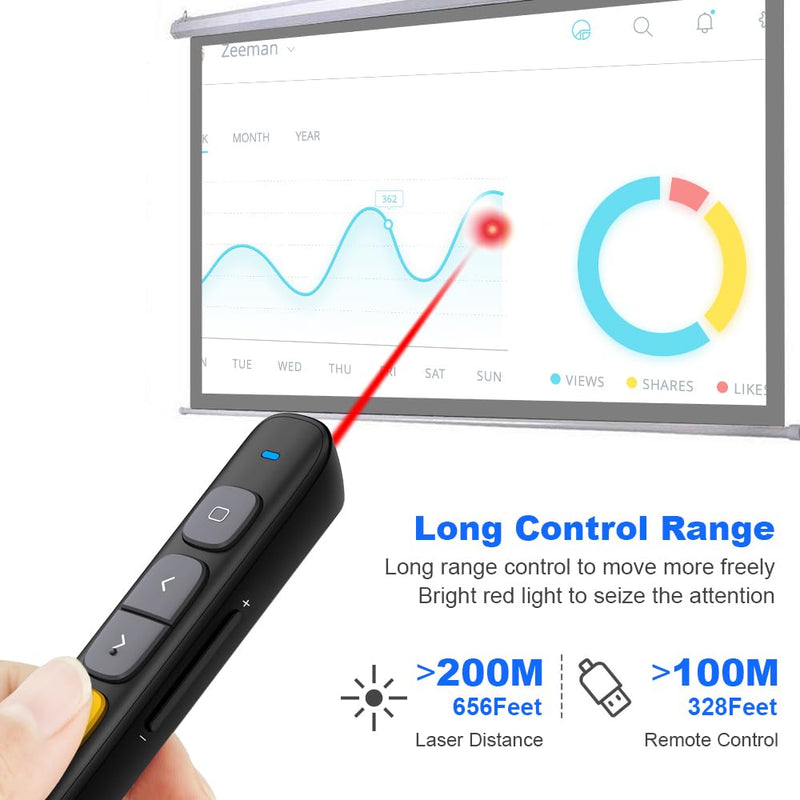 Norwii N29 Presentation Clicker Slide Pointer Clicker for Powerpoint Presentations, Wireless Presenter with Hyperlink & Volume Control, Presentation Remote(Black) Black-29
