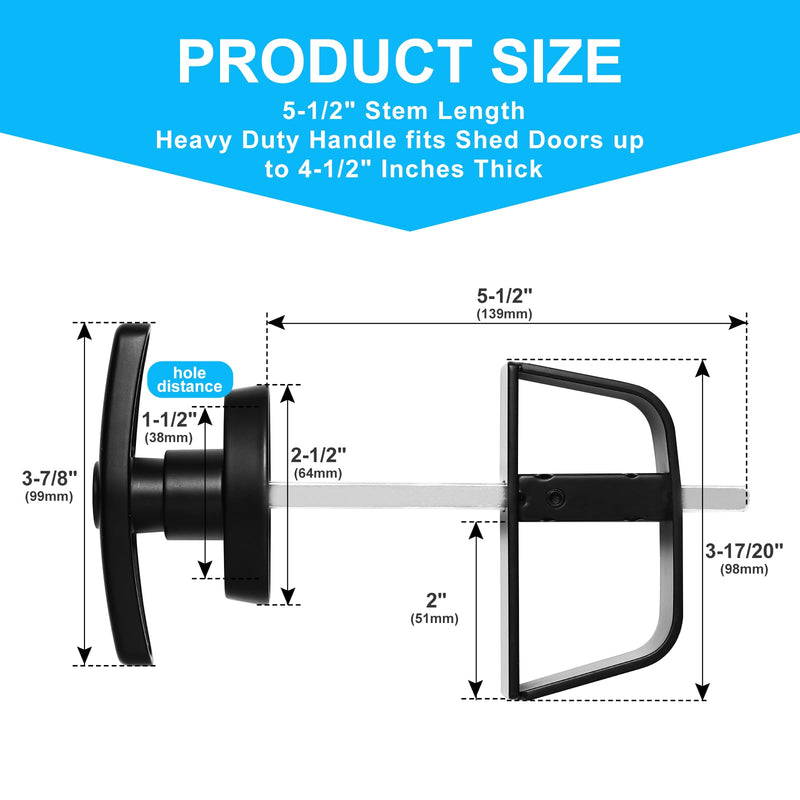 Shed Door Latch, Safe and Durable, Premium Shed Locks with 4 Keys, Widely Use, T-Handle Lock Kit for Storage Barn, Chicken Coops, Camper, Easy to Install, 4½" and 5½" Stem 5-1/2 Inch Stem